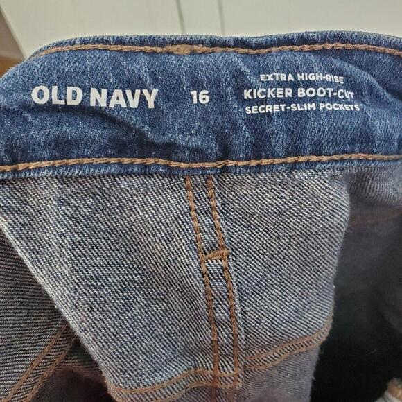 Old Navy Jeans Womens 16 Kicker Bootcut Raw Hem Extra High Rise Modest Office - Picture 10 of 12